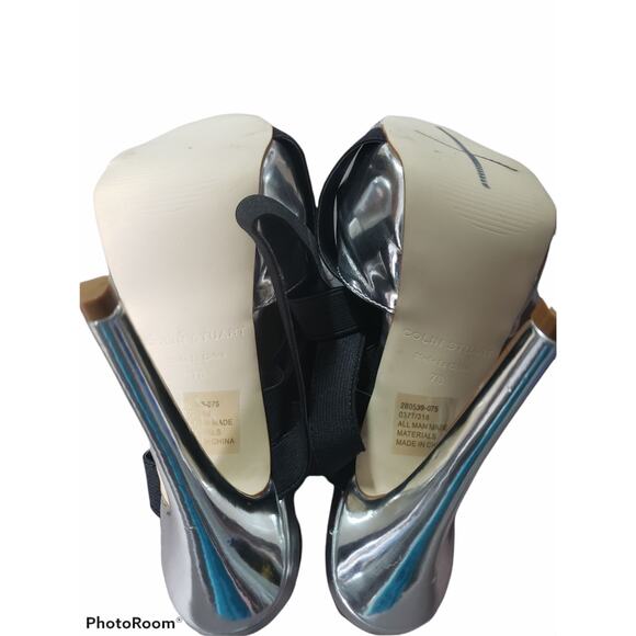 Colin Stuart VS Silver Elastic Strap 5'' Stiletto High Heels - Size 7 - Picture 7 of 9